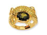 Gold Plated Sterling Silver Green Cz Lizard Ring Size 8