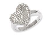 Sterling Silver Cz Brilliant Embers Fancy Polished Heart Ring Size 7