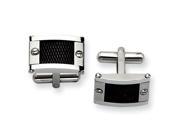 Stainless Steel Black Mesh Inlay Cuff Links