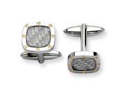 Stainless Steel Grey Carbon Fiber W Gold Ipg Plated Cuff Links