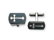 Stainless Steel Black Plated W Polished Cross Cuff Links