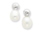 Ss White Ice .02ct. Diamond And Freshwater Cultured Pearl Earrings