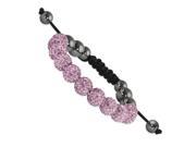 10mm Light Pink Crystal Hematite Beads Black Cord Bracelet