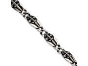 Stainless Steel Antiqued Fleur De Lis 9in Bracelet