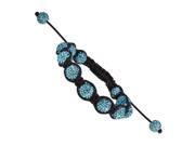 10mm Light Blue Crystal Beads Black Cord Bracelet