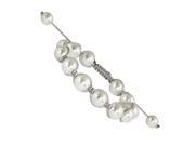 10mm White Shell Pearls Light Grey Cord Bracelet