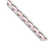 Stainless Steel Pink Ceramic 8in Bracelet