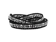 Grey And Clear Crystal Bead And Leather Multi Wrap Bracelet