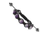 10mm Hematite And Clear Pink Purple Crystal Beads Black Cord Bracelet