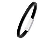 Stainless Steel Black Rubber 8.5in Bracelet