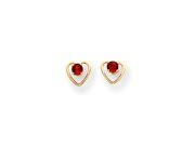 14k Madi K 3mm Garnet Birthstone Heart Earrings
