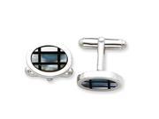 Sterling Silver With Mother Of Pearl And Black Enamel Cuff Links