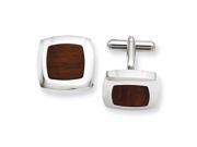 Stainless Steel Wood Inlay Cuff Links