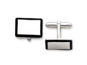 Sterling Silver And Black Enamel Cuff Links