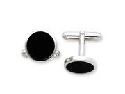 Sterling Silver And Black Enamel Cuff Links