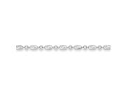 Sterling Silver 3mm Polished Round And Textured Oval Bead Anklet