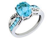 Sterling Silver Diamond Light Swiss Blue Topaz Ring Size 7