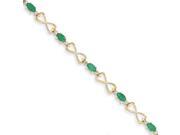 14k Diamond And Emerald Oval Bracelet