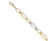 14k Two Tone Polished And Textured Hollow W Ext. Bracelet