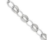 14k White Gold Polished And Textured Hollow W Ext. Bracelet