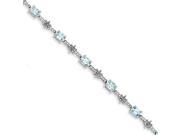 Sterling Silver Aquamarine And Diamond Bracelet