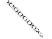 Sterling Silver Rhodium Polished And Brushed X s And O s Bracelet