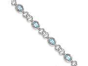 Sterling Silver Diamond Light Swiss Blue Topaz Bracelet