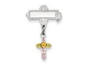 Sterling Silver Polished Gold Plated Epoxy Dangle Cross Pin