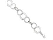 Sterling Silver Polished And Textured Circle Link Bracelet