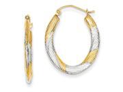 14k & Rhodium Textured Hollow Oval Hoop Earrings 14k & Rhodium Textured Hollow Oval Hoop Earrings