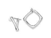 Sterling Silver Polished Rhodium Plated Square Hollow Hoop Earrings Sterling Silver Polished Rhodium Plated Square Hollow Hoop Earrings