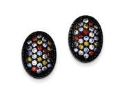 Sterling Silver Black Rhodium Multi Colored Cz Oval Post Earrings