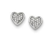 Sterling Silver Cz Pave Heart Post Earrings