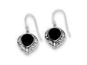 Sterling Silver Onyx Antiqued Shepherd Hook Earrings Sterling Silver Onyx Antiqued Shepherd Hook Earrings