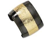 Gold Tone And Black Plated Floral Cuff Bangle