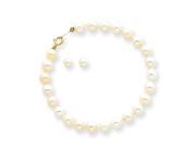 14k Madi K Baby Cultured Pearl Set 5.5 Bracelet Screwback Earrings