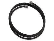Stainless Steel Black Ip Plated Wire Adjustable With Czs Wrap Bangle