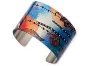 Stainless Steel Coral Colored Cuff Bangle