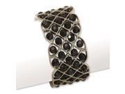 Silver Tone Black Acrylic Beads Stretch Bracelet