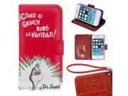 iPhone 4s Wallet Case Onelee The Grinch Premium PU Leather Case Wallet Flip Stand Case Cover for iPhone 4 4s with Card Slots