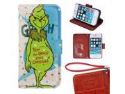 iPhone 4 Wallet Case Onelee The Grinch Premium PU Leather Case Wallet Flip Stand Case Cover for iPhone 4 4s with Card Slots