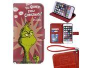 iPhone 6s Wallet Case[4.7 inch] Onelee The Grinch Premium PU Leather Case Wallet Flip Stand Case Cover for iPhone 6s with Card Slots