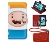 iPhone 5 5s Wallet Case Adventure Time With Finn And Jake Image Magnetic PU Leather Protective Case with Card Holder for iPhone 5 5s