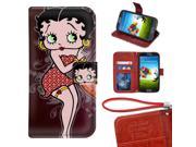 Samsung Galaxy S2 Wallet Case Cartoon Betty Boop Design Magnetic PU Leather Protective Case with Card Holder for Samsung Galaxy S2