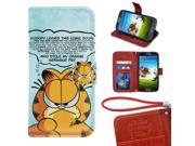 Samsung Galaxy S4 Wallet Case Garfield Cat Image Premium PU Leather Protective Case with Card Holder for Samsung Galaxy S4