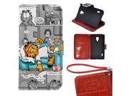 LG L7 II DUAL P715 Wallet Case Garfield Cat Image Magnetic PU Leather Protective Case with Card Holderfor LG L7 II P715