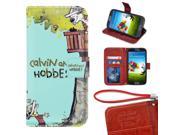 Samsung Galaxy S2 Wallet Case Stlylish Design Calvin and Hobbes Magnetic PU Leather Protective Case with Card Holder for Samsung Galaxy S2