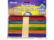BAZIC Jumbo Colored Craft Stick 50 Pack
