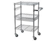 Bamboo Top Chrome Wire Kitchen Cart