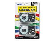 Casio Tape Cassettes for KL Label Makers 18mm x 26ft Black on White 2 Pack